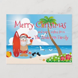 Postal Graciosos saludos navideños en la playa