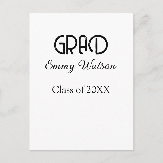 Postal Grad bold letter graduation name class of 20XX sim (Anverso)