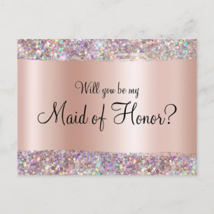 Postal Gradiente de Hoja de Oro Rosa Pastel con Borde de 