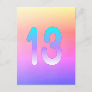 Postal Gradiente Rosa Azul Purpura Cumpleaños 13