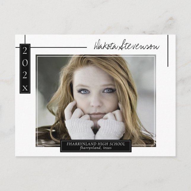 Postal Grado fotográfico mínimo de líneas blancas y negra (Anverso)