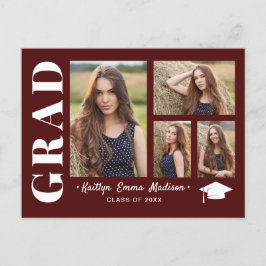 Postal Grado rojo de escritura moderna de 4 Collages de f