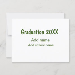 Postal Graduación 20XX añadir nombre de año escuela verde