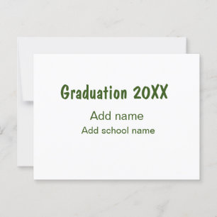 Postal Graduación 20XX añadir nombre de año escuela verde