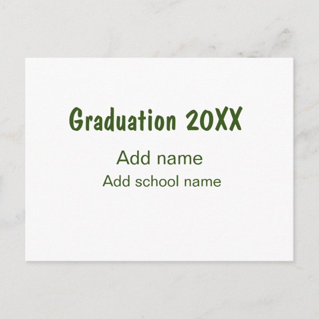 Postal Graduación 20XX añadir nombre de año escuela verde (Anverso)