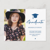 Graduación azul clásico | Foto de escritura modern