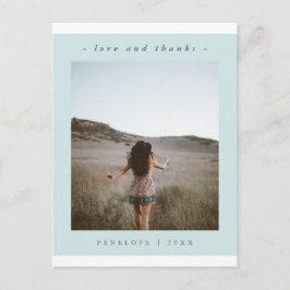 Postal Graduación azul simple Gracias Foto