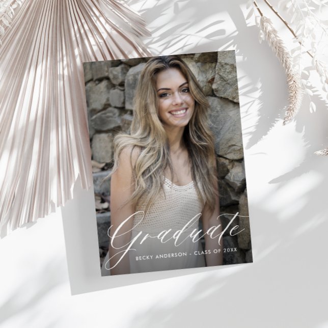 Postal graduación blanca y elegante salva la fecha (Subido por el creador)