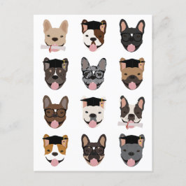Postal Graduación Caras de Bulldog francés