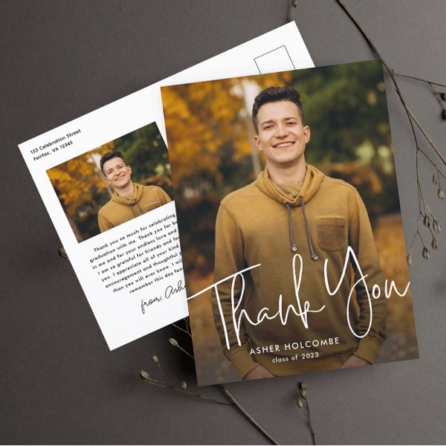 Postal Graduación con guión moderno Foto de graduación Gr (Subido por el creador)