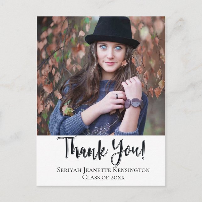 Postal Graduación cristiana Gracias Tipografía (Anverso)