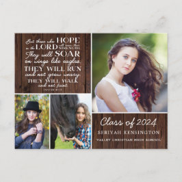 Postal Graduación Cristiana Rustic Wood Isaiah 40