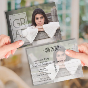 Postal Graduación cuadrada de fotografía superpuesta de G