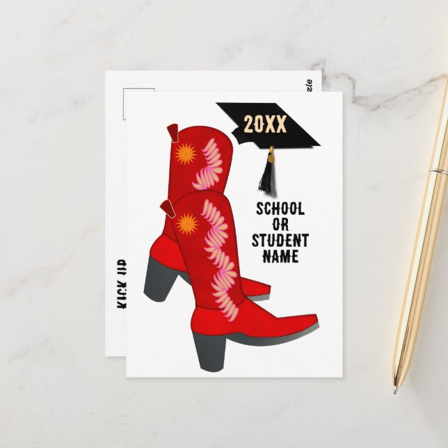 Postal Graduación de Boots Red Cowboy (Anverso/Reverso In Situ)