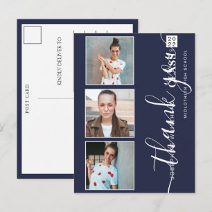 Postal Graduación de collage de fotos 2022 Gracias Azul M