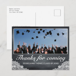 Postal Graduación de encaje en pizarra gracias por venir 