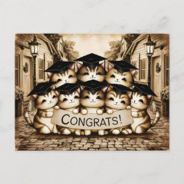 Postal Graduación de felicitaciones gatos vintage