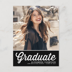 Postal Graduación de Foto con Letra Retro Negrita