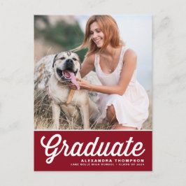 Postal Graduación de Foto con Letra Retro Negrita Roja