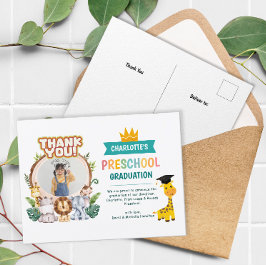 Postal Graduación de foto de preescolar animal Gracias