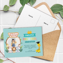 Postal Graduación de foto de preescolar animal Gracias