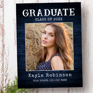 Postal Graduación de foto del Plano de Madera Azul del Pa