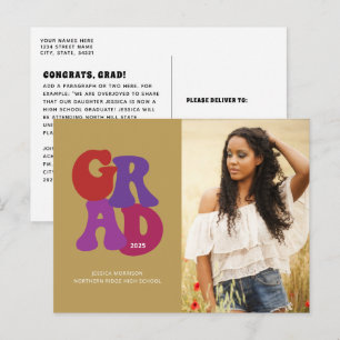 Postal Graduación de fotografía de grado retro inspirada 