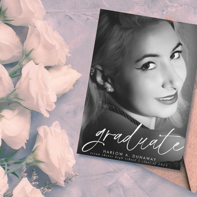 Postal Graduación de fotografía de sobreimpresión blanca  (Subido por el creador)