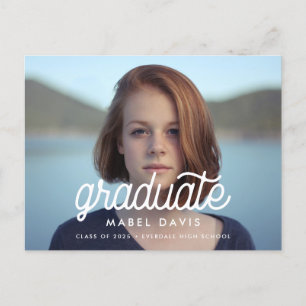 Postal Graduación de fotografía retro minimalista