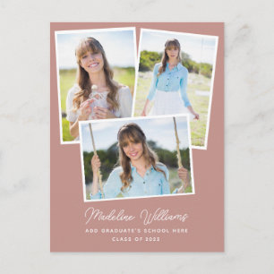Postal Graduación de fotografías múltiples de Rosa polvor