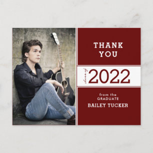 Postal Graduación de fotos de Borgoña Roja de Año de Clas