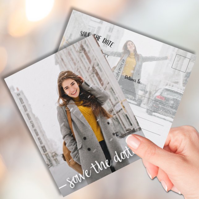 Postal Graduación de fotos de escritura moderna AHORRA LA (Subido por el creador)