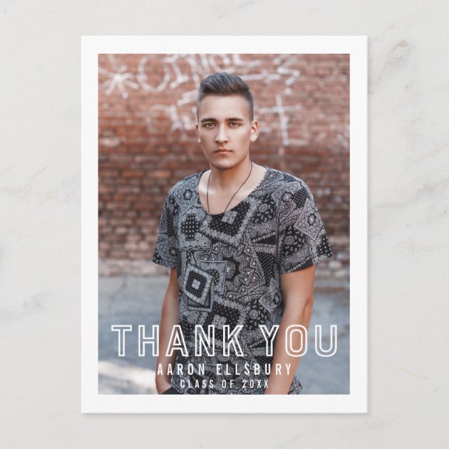 Postal Graduación de fotos de graduación urbana Gracias P (Anverso)