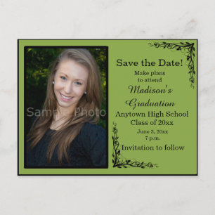 Postal Graduación de fotos de Personalizado Verde Guardar