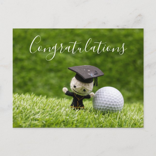Postal Graduación de golf con felicitaciones con pelota (Anverso)