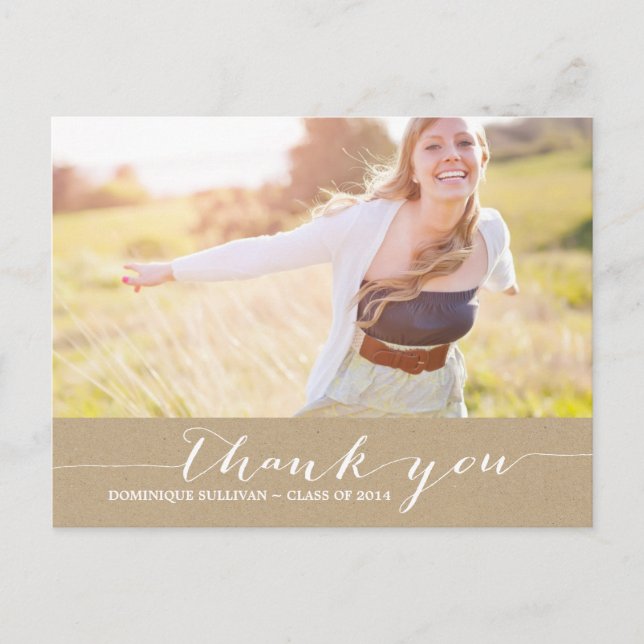 Postal Graduación De Guión Chic Shabby Gracias Postcard (Anverso)