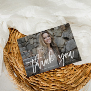 Postal Graduación de guión de pincel gracias