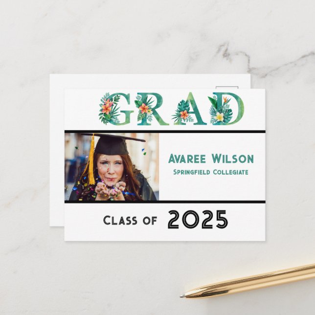 Postal Graduación de la escuela secundaria Daughter Photo (Anverso/Reverso In Situ)