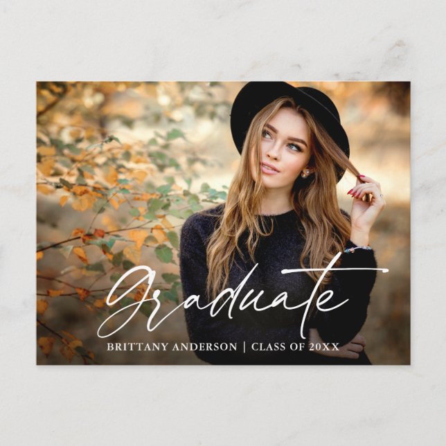 Postal Graduación de la fotografía en tinta de caligrafía (Anverso)