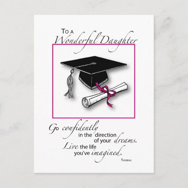 Postal Graduación de la hija Negro rosa (Anverso)
