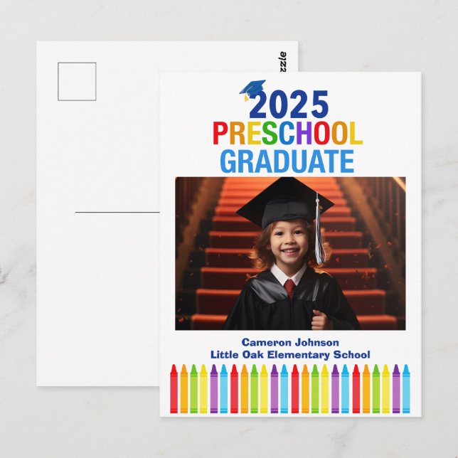 Postal Graduación de niños Personalizados de fotografía p (Anverso / Reverso)