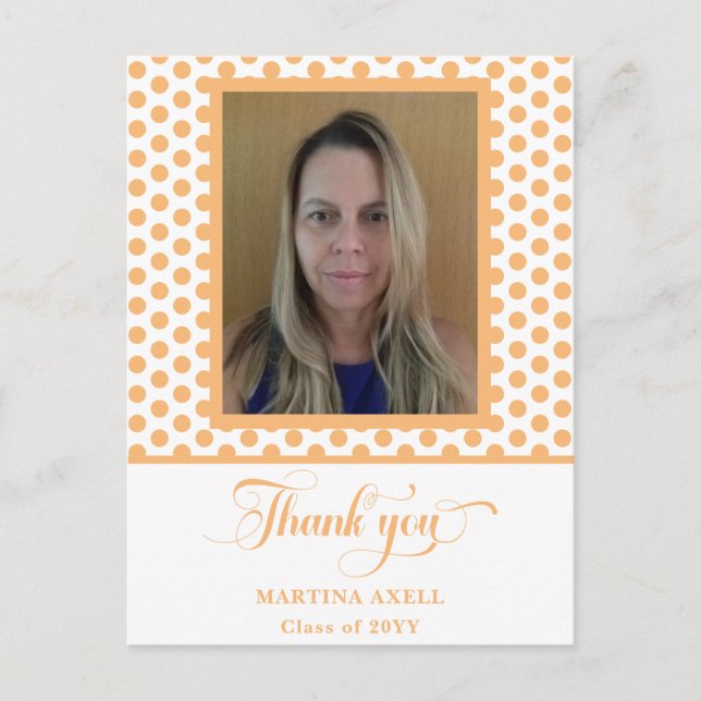 Postal Graduación de Peach Gracias Postcard Fotografía (Anverso)