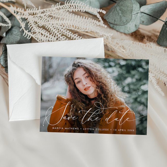 Postal graduación de script delgado guardar la fecha (Subido por el creador)