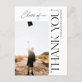 Postal Graduación de tipo moderno Gracias Foto Negra