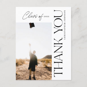 Postal Graduación de tipo moderno Gracias Foto Negra