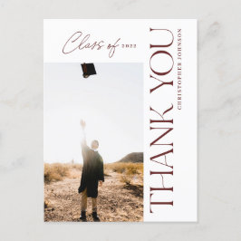 Postal Graduación de tipo moderno Gracias Maroon de fotos
