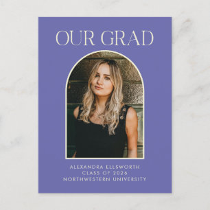 Postal Graduación del arco morado de la foto moderna del 
