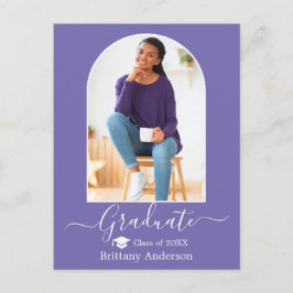 Postal Graduación del periwinkle de la caligrafía de la c