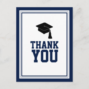 Postal Graduación en blanco y naval gracias
