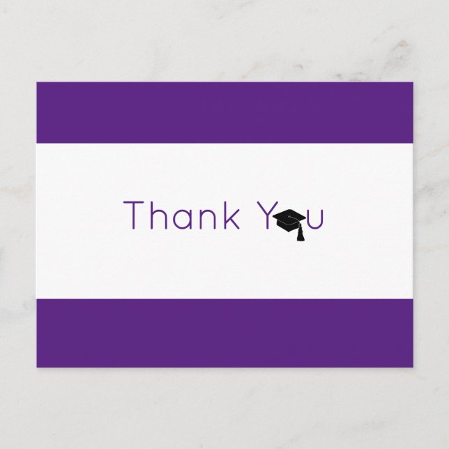 Postal Graduación en negrita morada blanca gracias (Anverso)